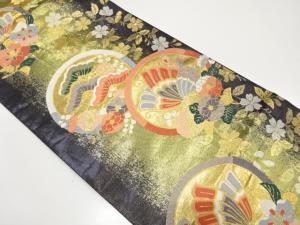 枝垂れ桜・蝶・笠松・梅模様織り出し　振袖用袋帯